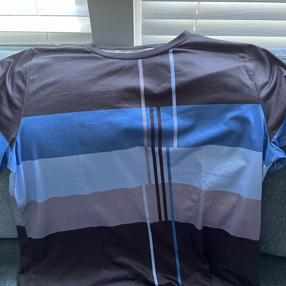 Men's Black and Blue Striped Shirt